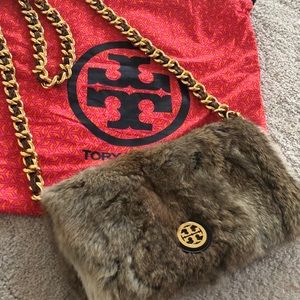 Tory Burch multicolor mini fur crossbody bag